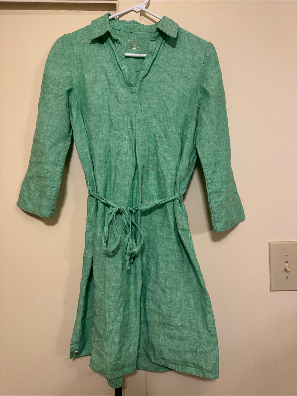 Lilly Pulitzer Green Linen Tie-Waist Dress